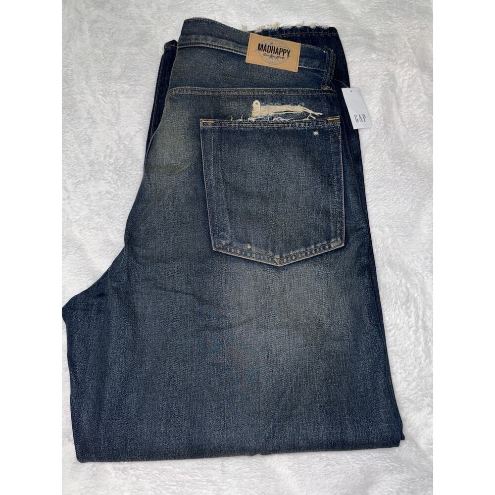 GAP x MADHappy Sold Out Collaboration Distressed Wide Leg jeans 34x32